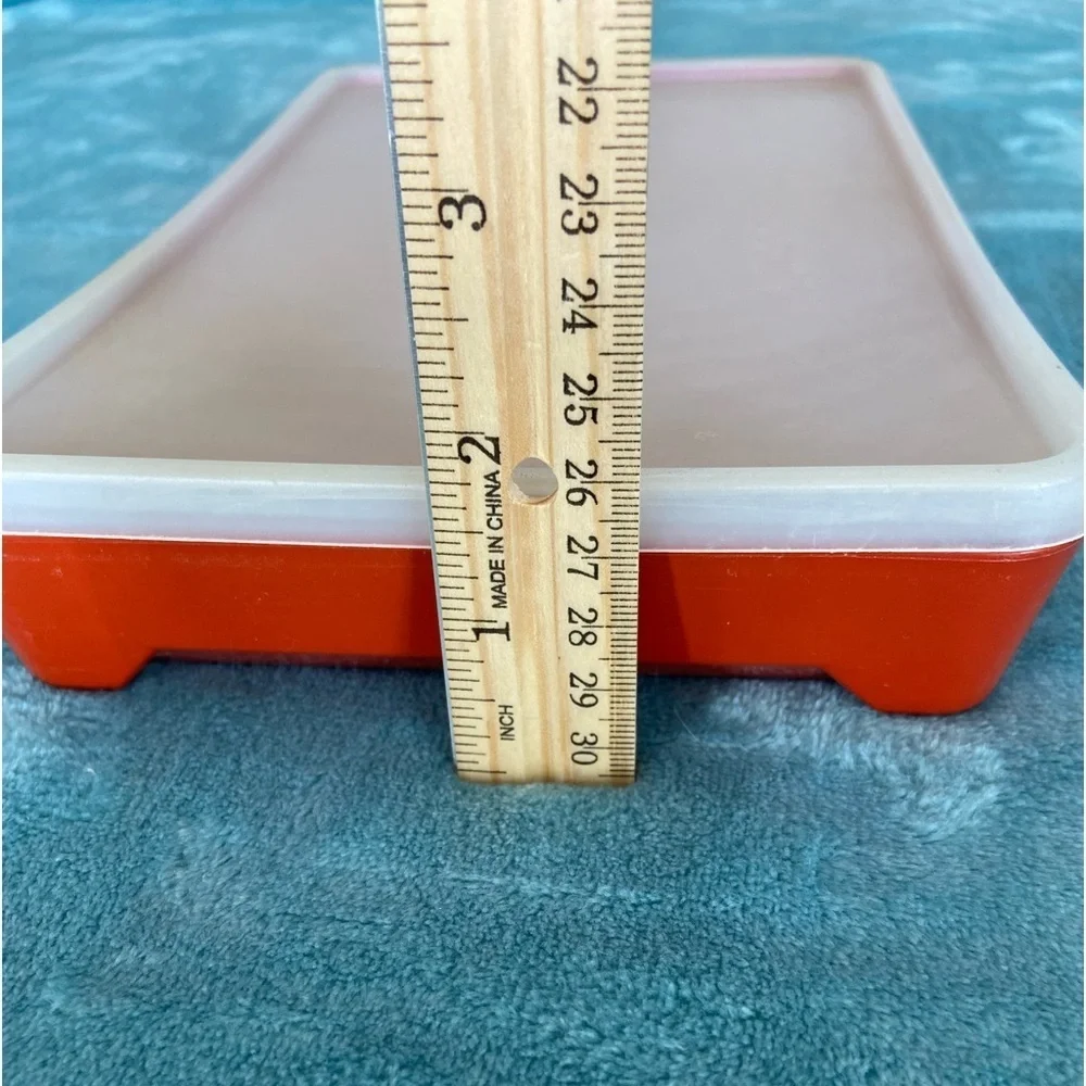Tupperware Deli Meat Keeper Storage Vintage Orange With White Lid